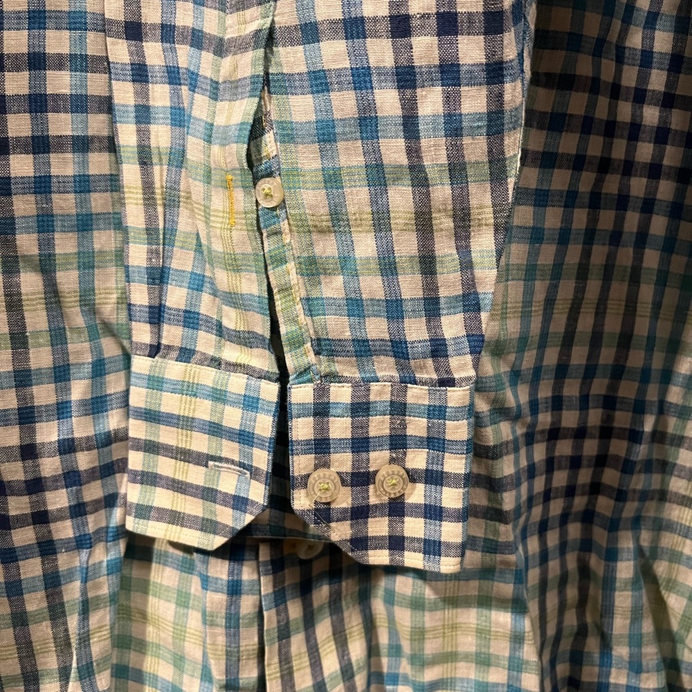 Robert Talbott Linen Check Multicolor Long Sleeve… - image 7
